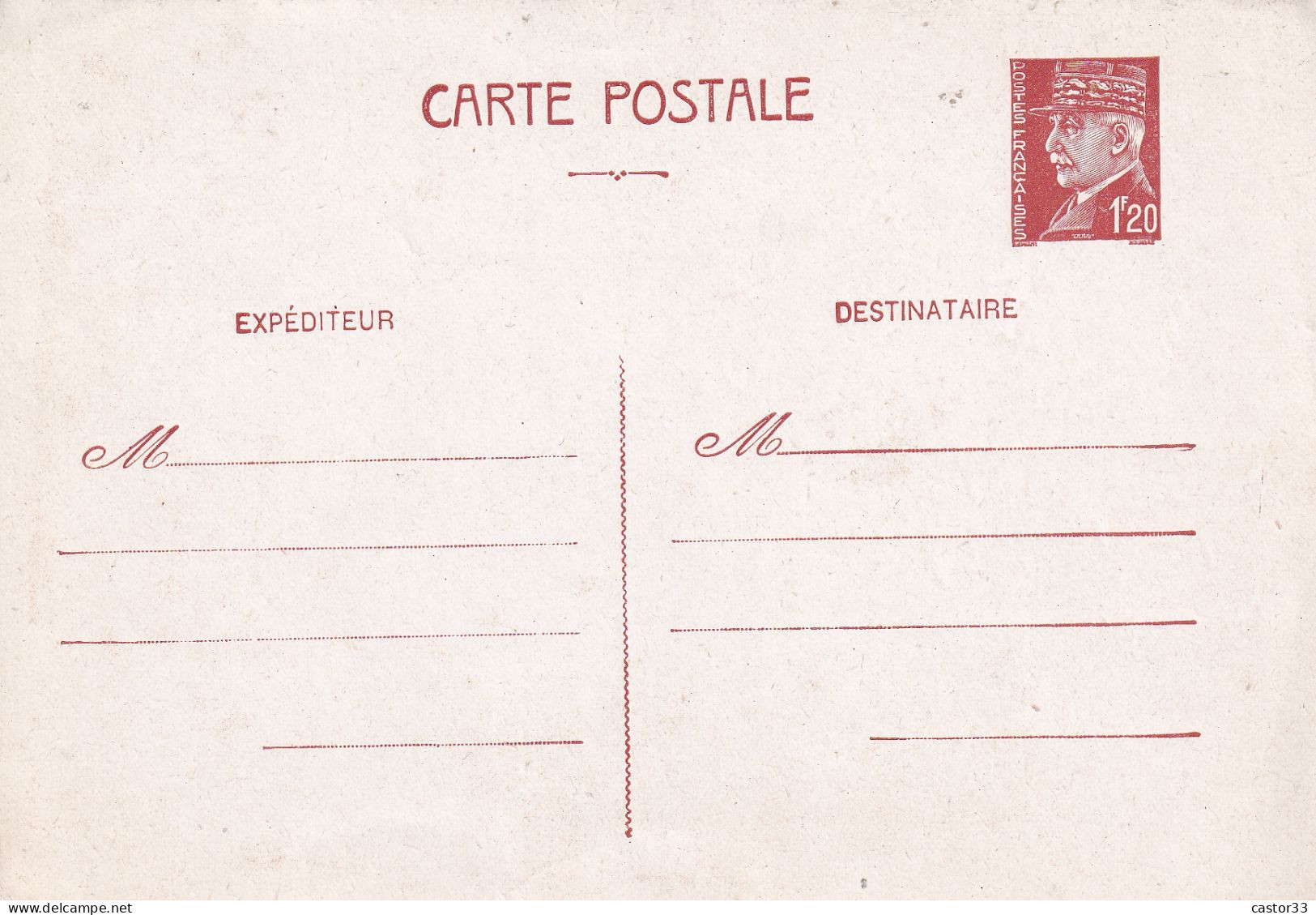 Carte Postale, Timbre Pétain 1F20 - Non Classés