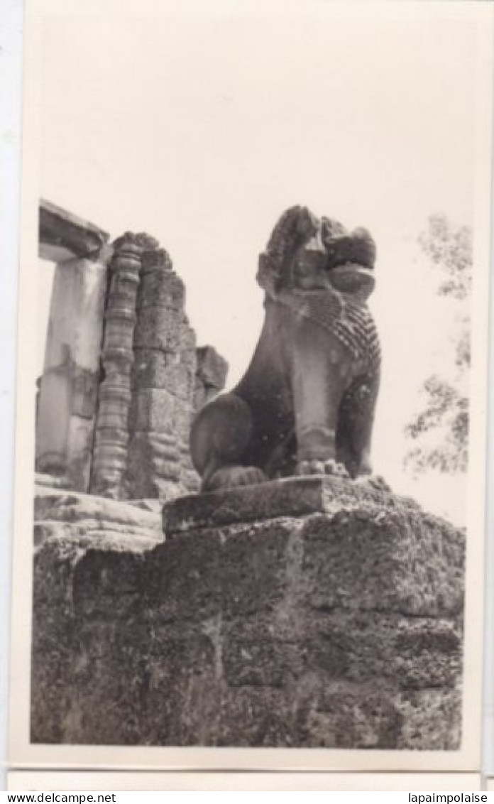 4 Photos INDOCHINE CAMBODGE ANGKOR THOM Art Khmer Statue Monumental Tours Bas  Relief Réf 30376 - Asia