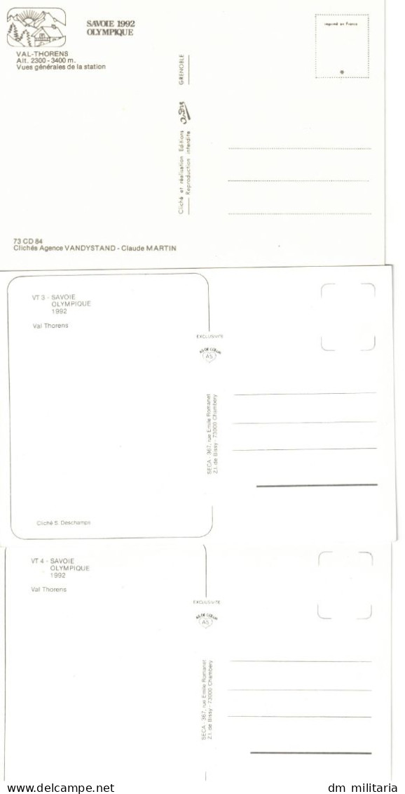 LOT 3 BELLES CARTES : SAVOIE 1992 OLYMPIQUE - JEUX OLYMPIQUES D'HIVER 1992 - VAL-THORENS - Olympic Games