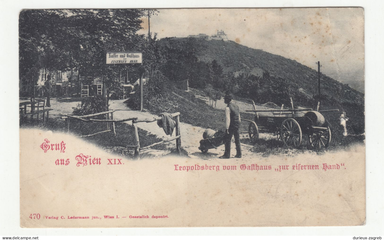 Gruß Aus Wien Leopoldsberg Vom Gasthaus "zum Eisernen Hand" Old Postcard Not Posted B240503 - Sonstige & Ohne Zuordnung