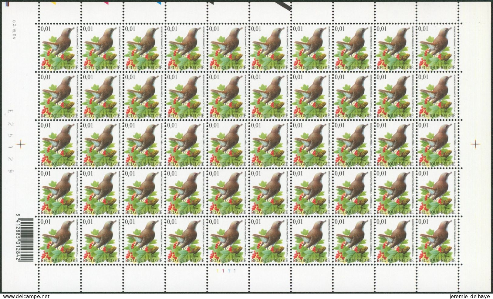 Collection / Collectie BUZIN (Oiseaux / Vogels) - Feuille F3264** (MNH) Planche, Plaatnummer 1 Date 2004 - 2001-2010