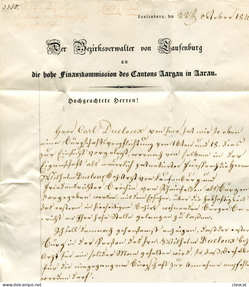Faltbrief Von Laufenburg Nach Aarau 1840 - ...-1845 Vorphilatelie