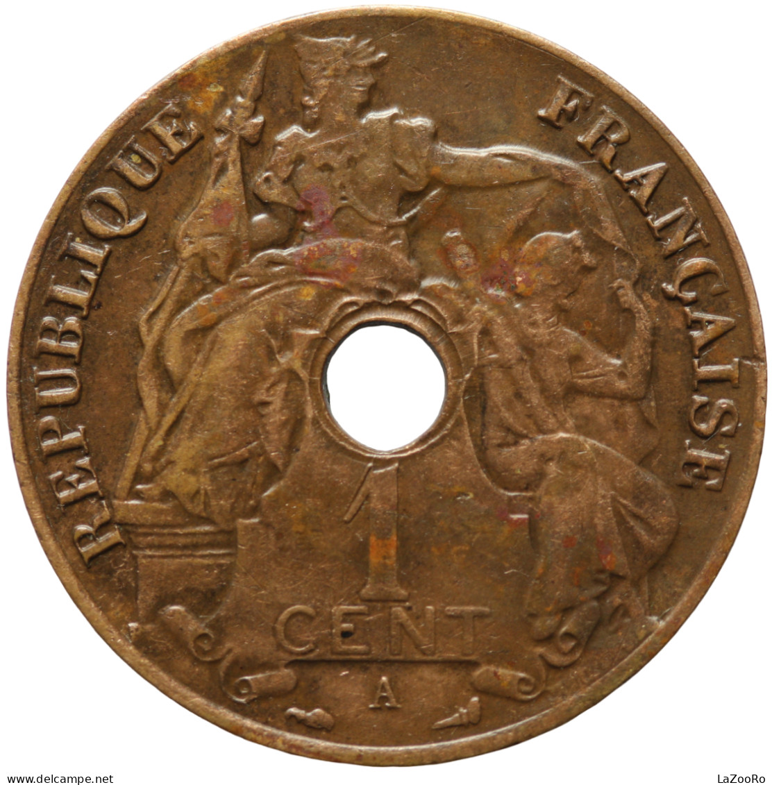 LaZooRo: French Indochina 1 Cent 1920 XF - Französisch-Indochina