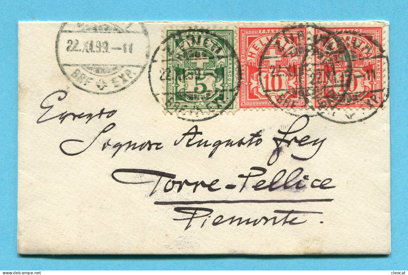 Briefli Von Zürich Nach Torre-Pellice 1899 - Covers & Documents