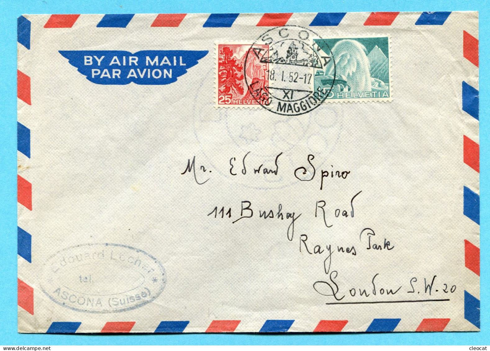 Brief Von Ascona Nach London 1952 - Briefe U. Dokumente
