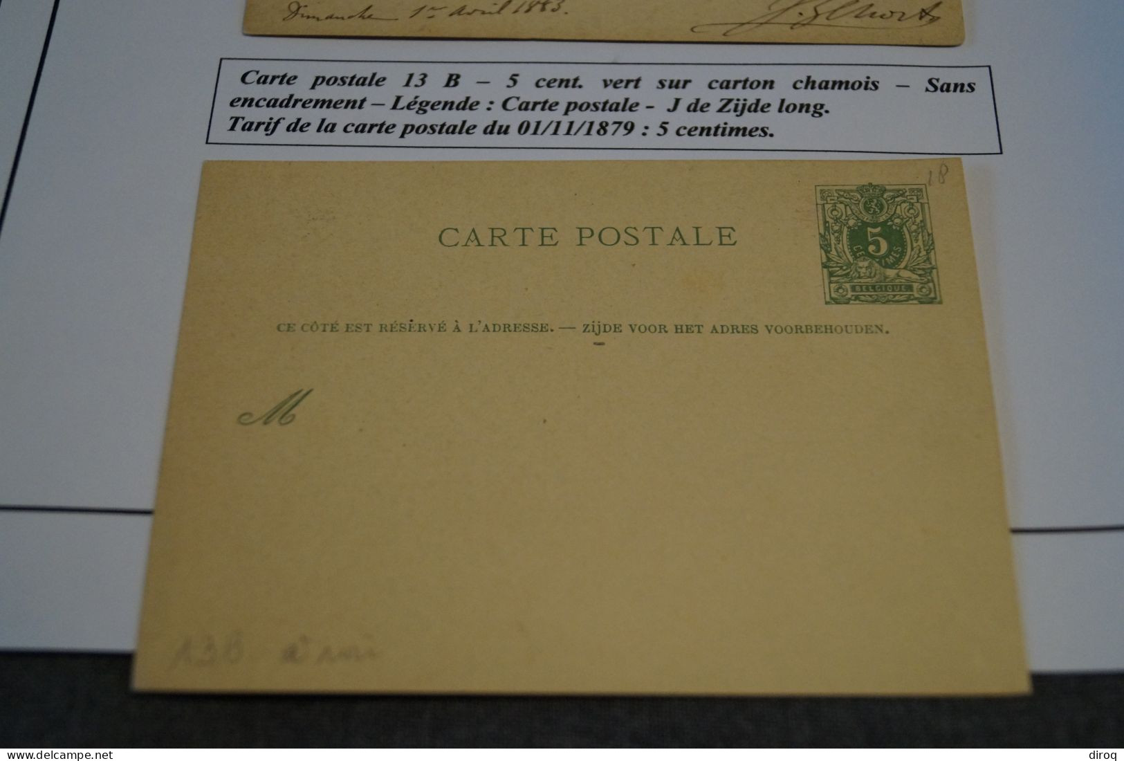 Type Lion Couché 1883,lot De 2 Cartes N° 13 B,deux Cartes,carte Pour Collection Voir Photos - Cartes Postales 1871-1909