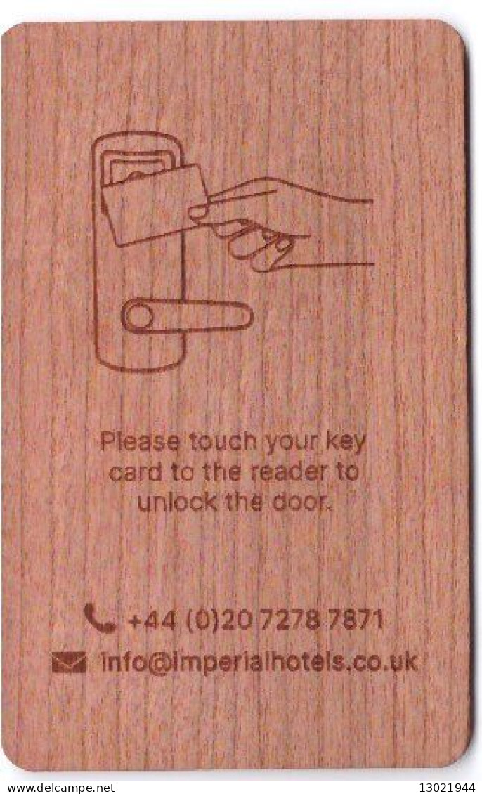 INGHILTERRA  KEY HOTEL    Imperial London Hotels -     Wooden Card. - Cartes D'hotel