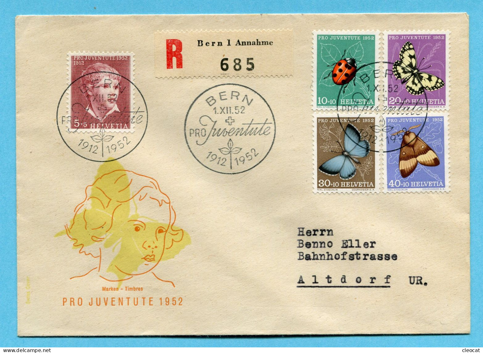 Pro Juventute Satz - Ersttagsbrief 1952 Auf P4 - Storia Postale