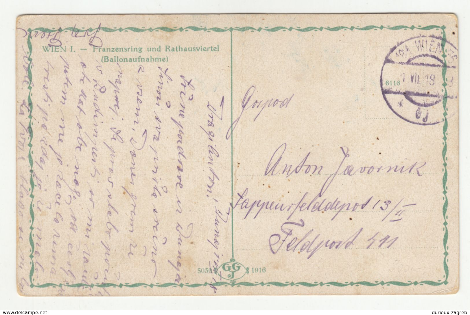 Wien Franzensring Old Postcard Posted 1918 B240503 - Altri & Non Classificati