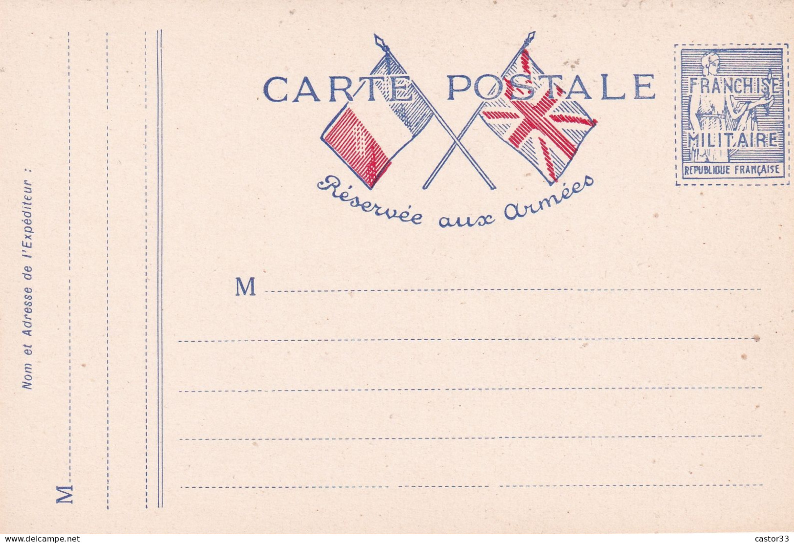Carte Postale Réservée Aux Armées - Non Classés