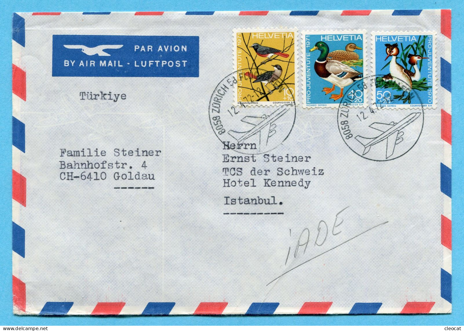 Brief Von Zürich Flughafen 1972 Nach Istanbul - Storia Postale