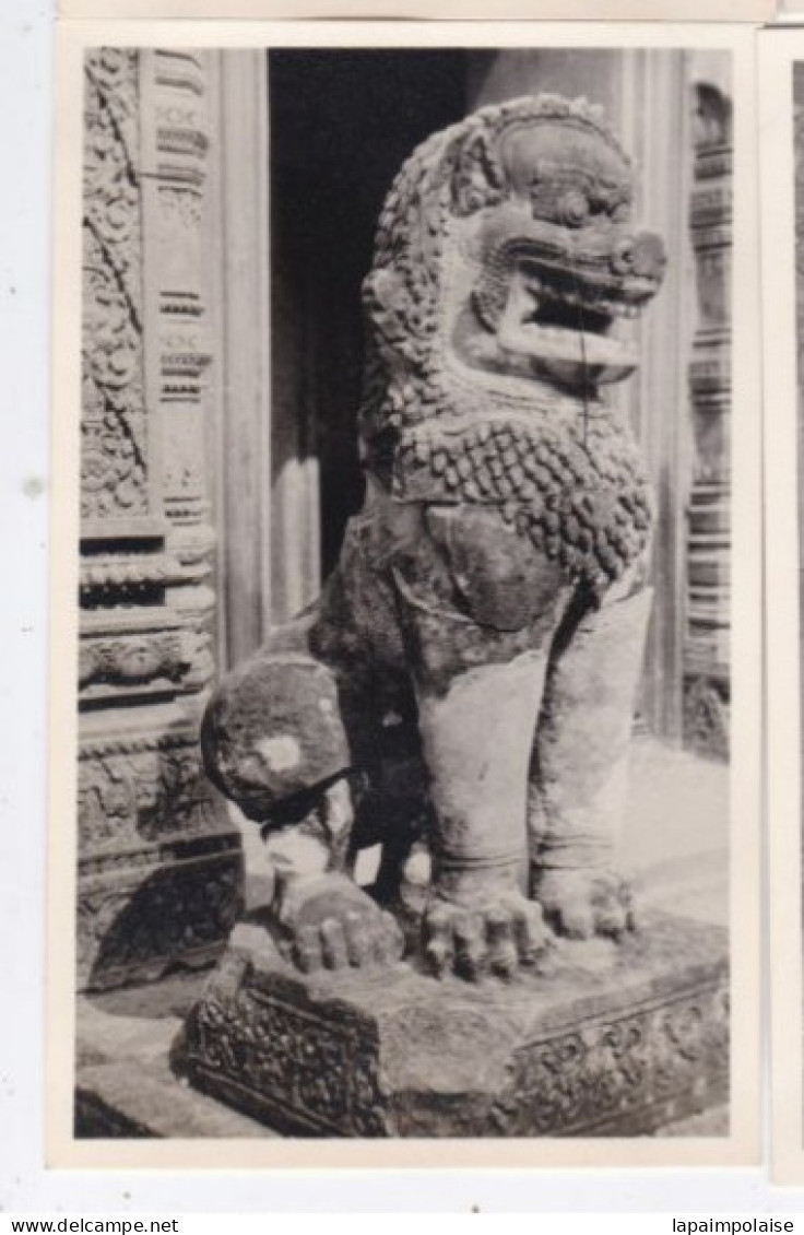 4 Photos INDOCHINE CAMBODGE ANGKOR THOM Art Khmer Temple Statues Bas Relief   Réf 30381 - Asia