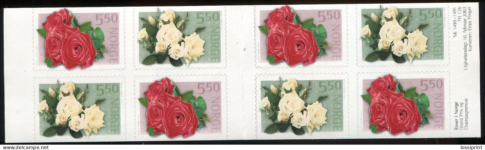 Norway:Unused Stamps Booklet Flowers, 2003, MNH - Rose