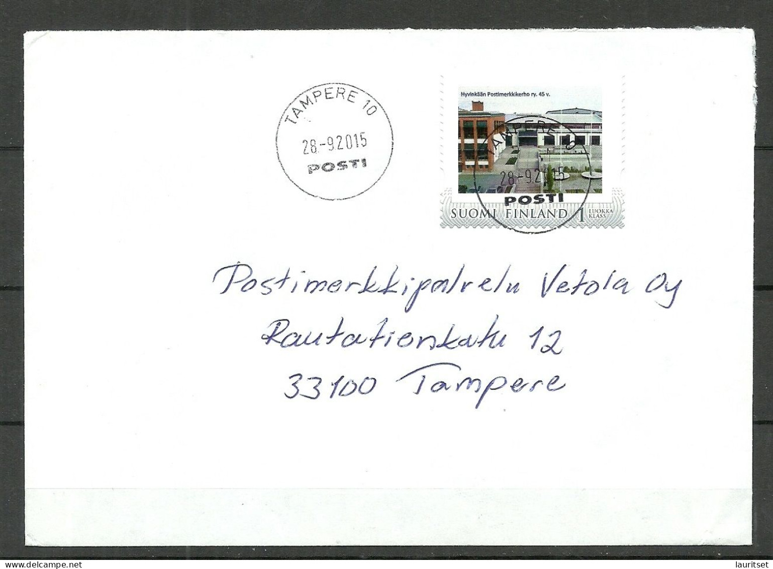 FINLAND 2015 Local Cover O Tampere Hyvinkään Philatelic Society "My Stamp" (self-designed And Ordered Stamp) - Covers & Documents