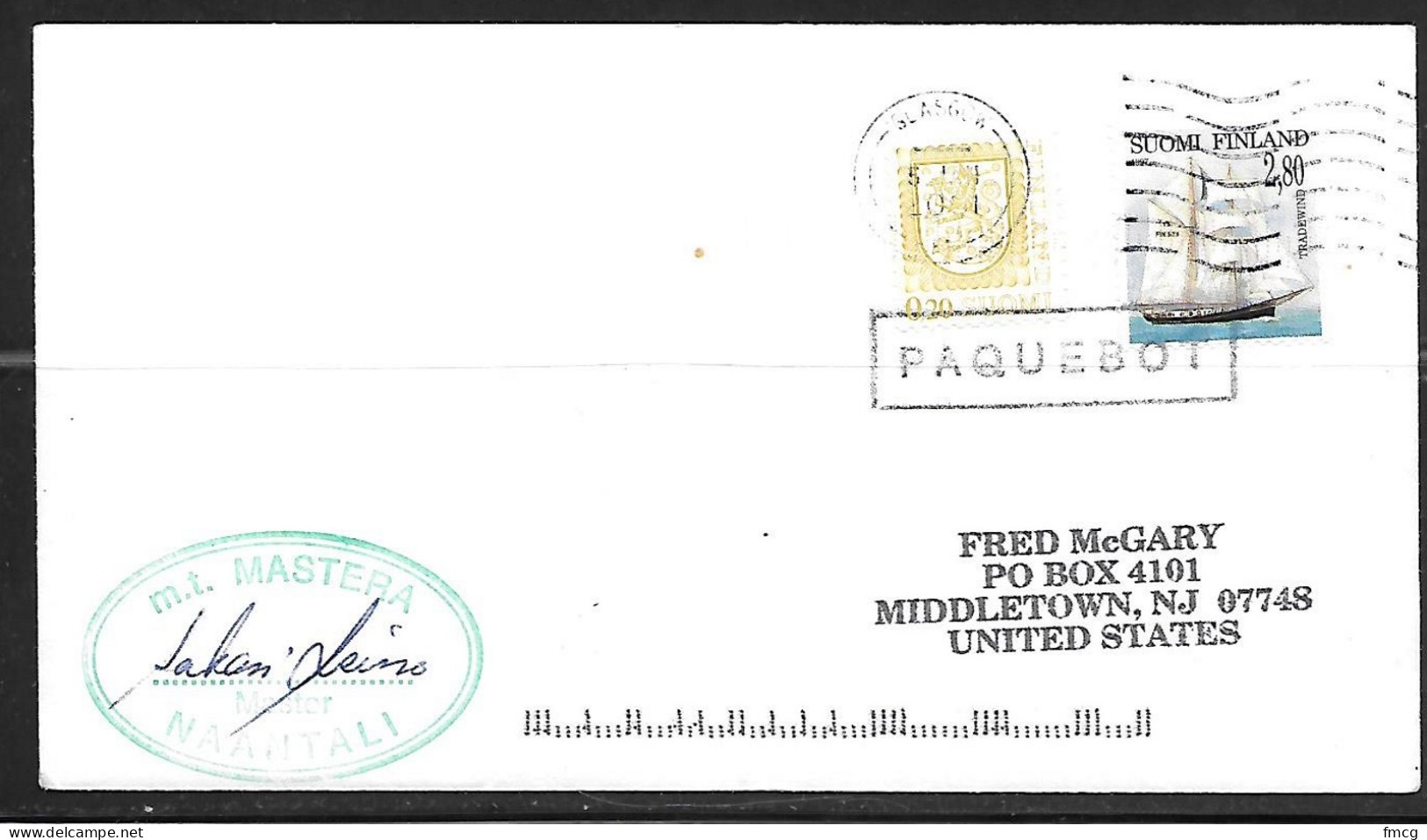 2001 Paquebot Cover, Finland Stamp Used In Glasgow, Scotland - Lettres & Documents