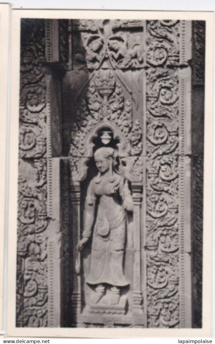 4 Photos INDOCHINE CAMBODGE ANGKOR THOM Art Khmer Temple Statues Bas Relief   Réf 30382 - Azië