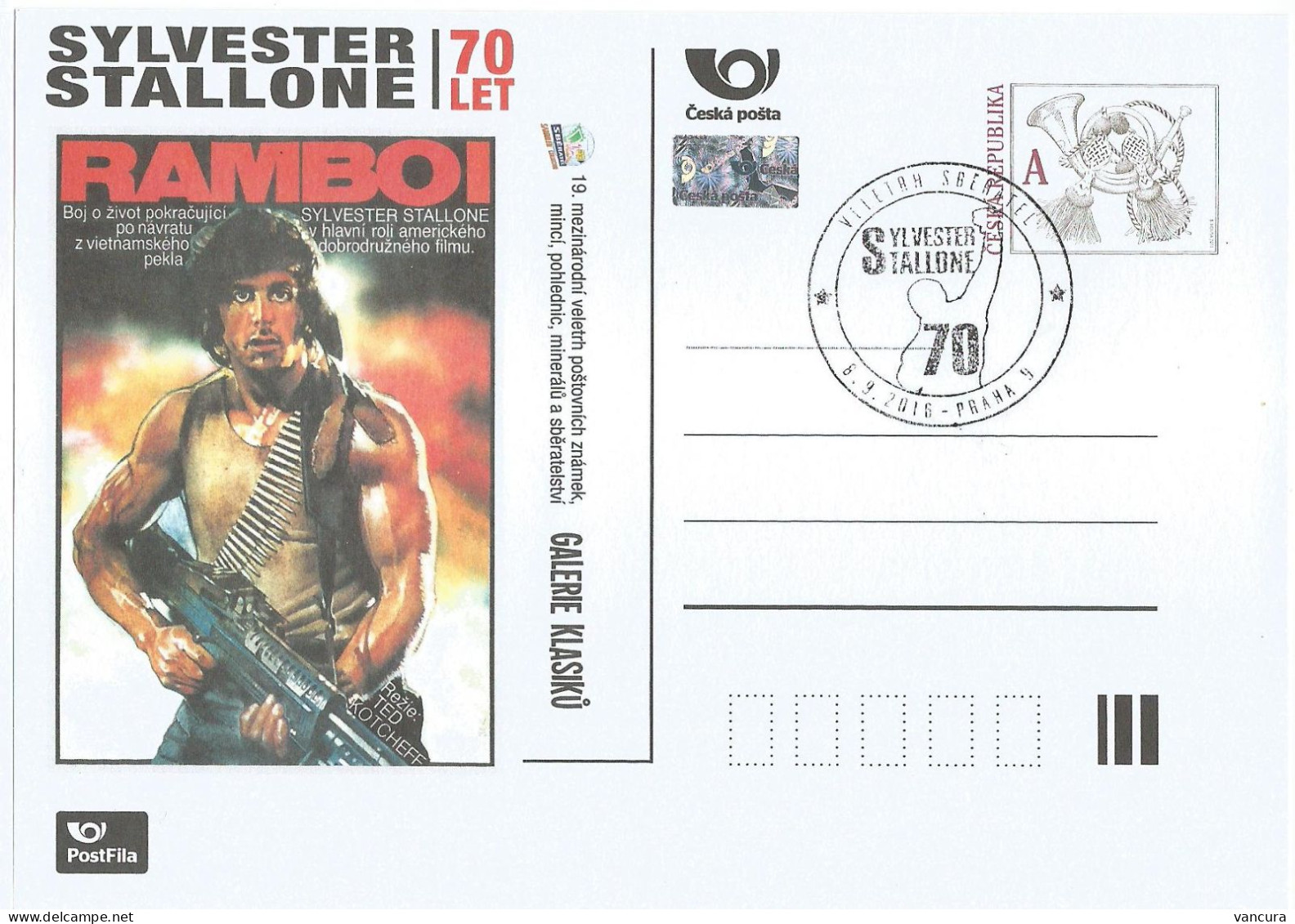 Postfila Card Czech Republic Sberatel Prague 2016 Sylvester Stallone - Cinema