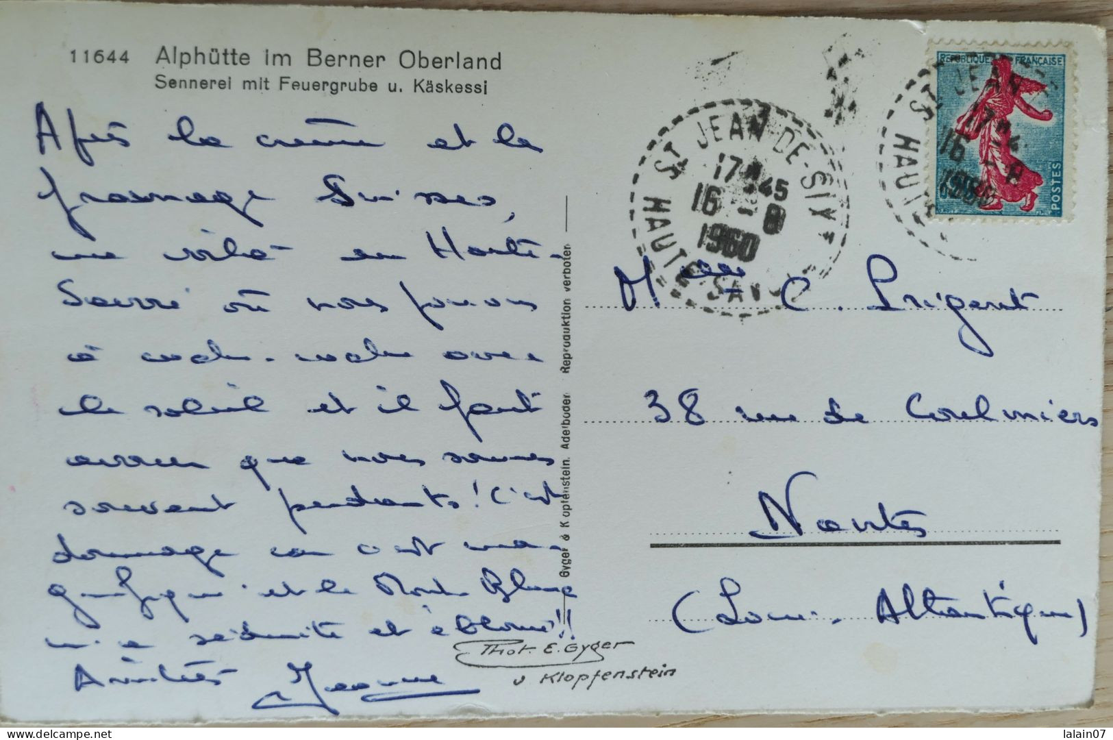 Carte Postale : Suisse : Bern : Alphütte Im Berner Oberland, Timbre Français En 1960 - Adelboden