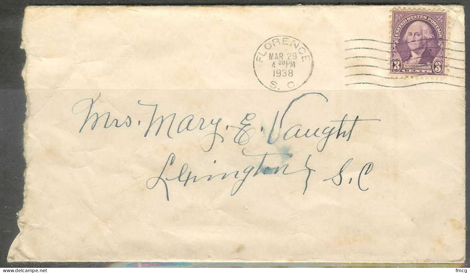 1938 Florence South Carolina (Mar 29) - Lettres & Documents