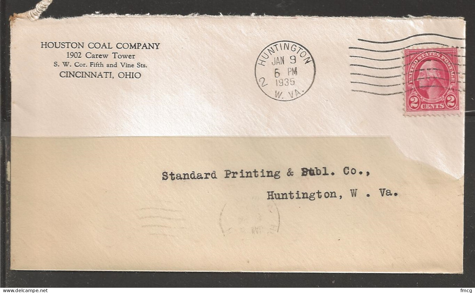 1935 Huntington West Virginia, Coal Co. Corner Card - Lettres & Documents