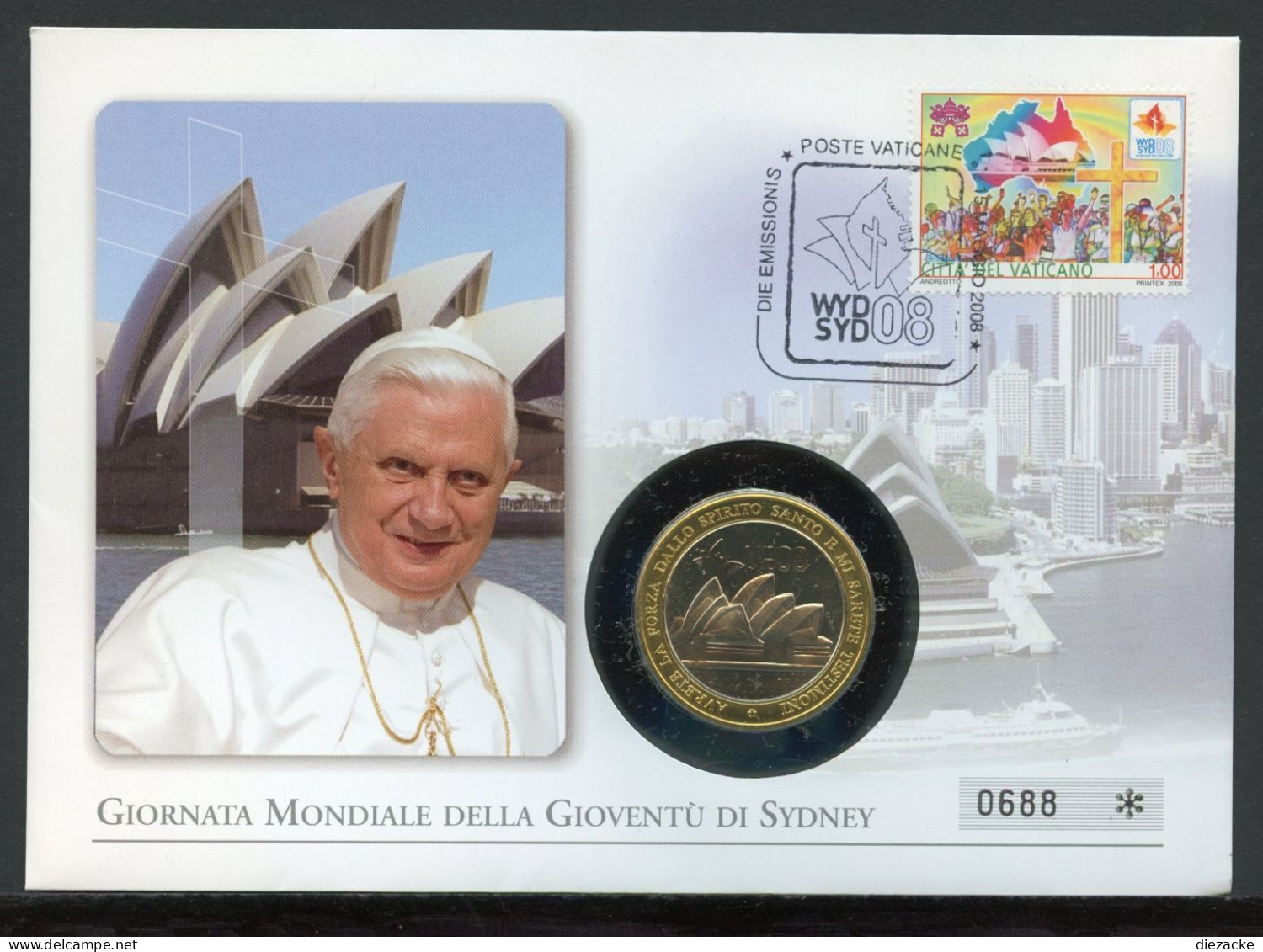 Vatikan Numisbrief 2008 Papst Benedikt XVI Weltjugendtag In Sydney (Num304 - Non Classés