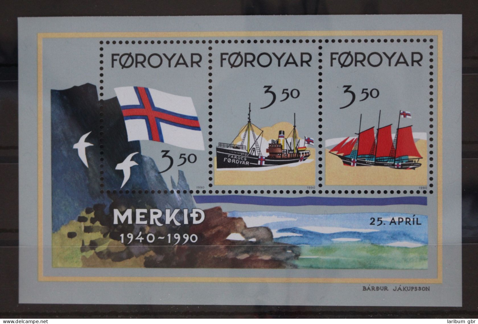 Färöer Block 4 Mit 200-202 Postfrisch Schifffahrt #FR871 - Färöer Inseln