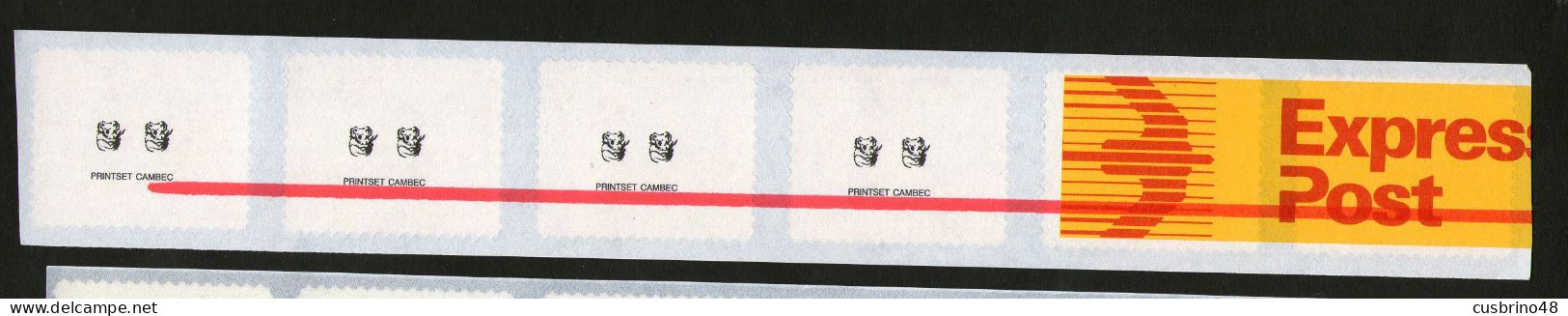 AUSTRALIA 1992 P&S Strip 6 45c Endangered Species PRINTSET 2 Koala - Express Post + RED LINE End Of Roll. Lot AUS 324 - Mint Stamps