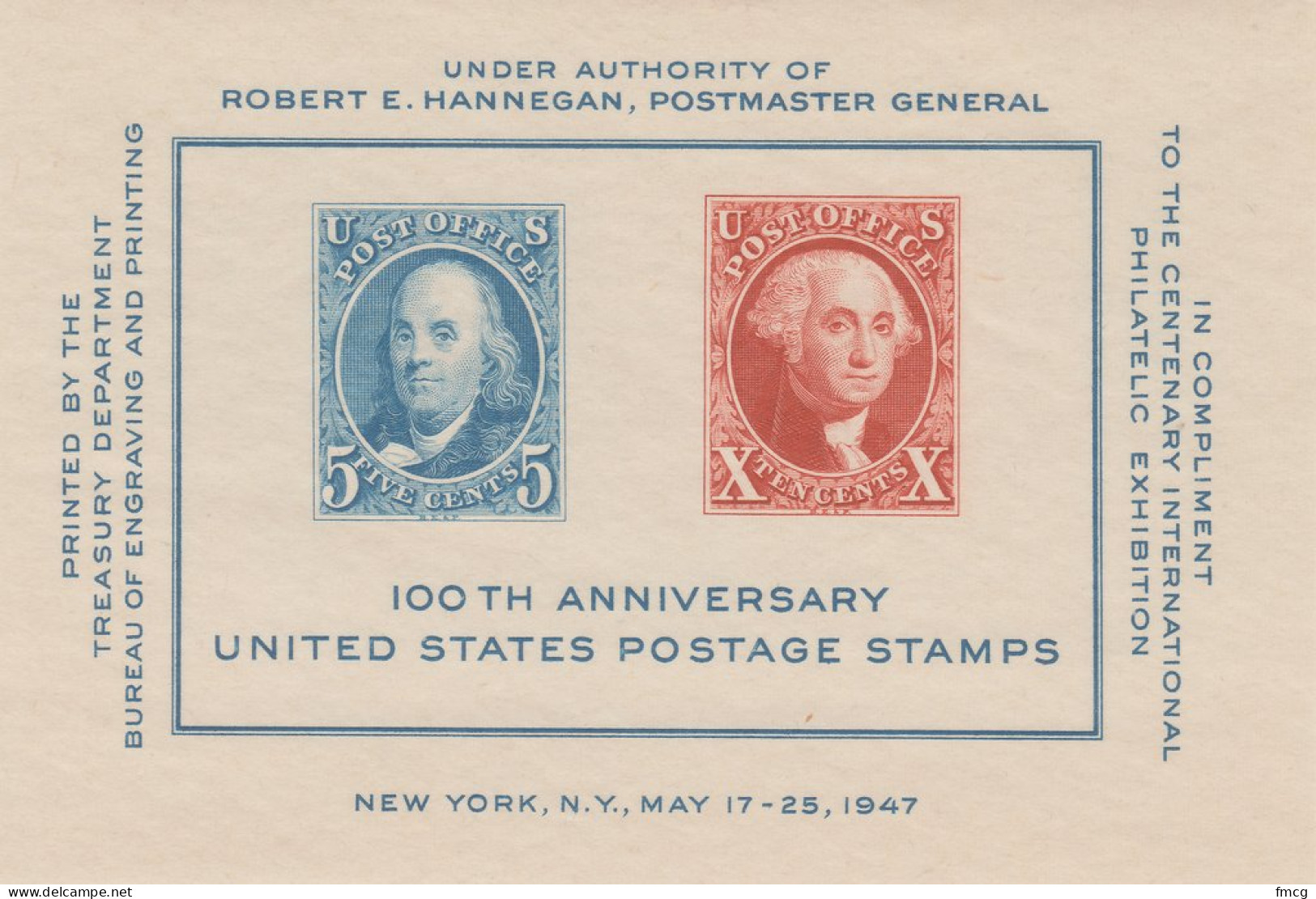 1947 CIPEX Souvenir Sheet Of 2 Stamps, Mint Never Hinged  - Ungebraucht