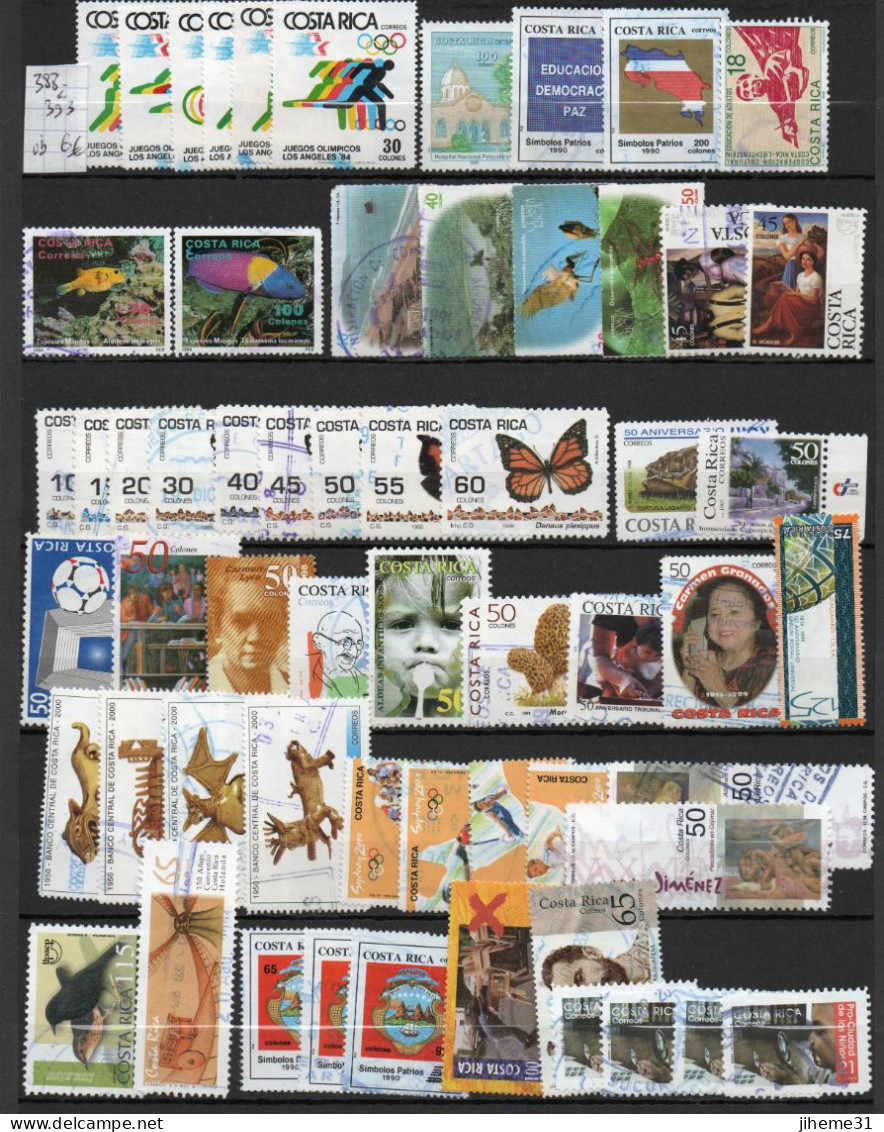 COSTA-RICA. Collection sans double de 435 timbres neufs et oblitérés