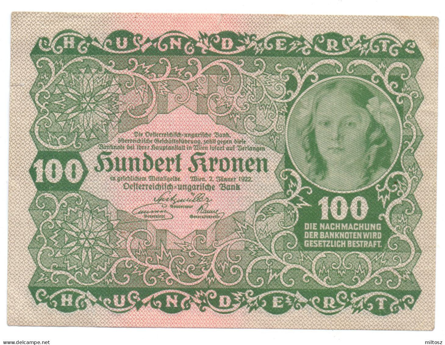 Austria 100 Kronen 1922 - Oesterreich
