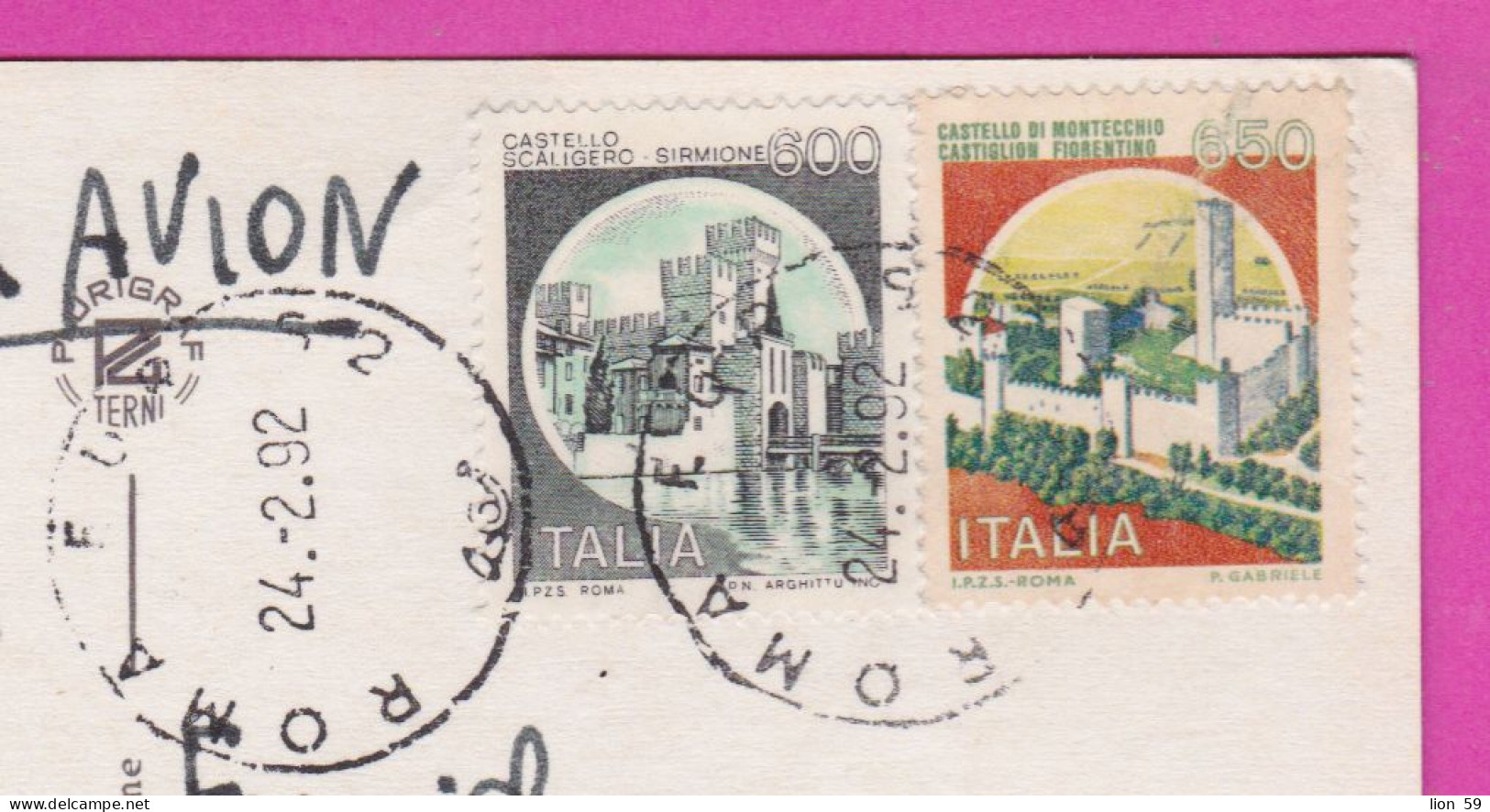 293880 / Italy - ROMA St. Peter's Square PC 1992 USED 600+650 L Castello Scaligero - Sirmione , Castello Di Montecchio - 1991-00: Marcophilie