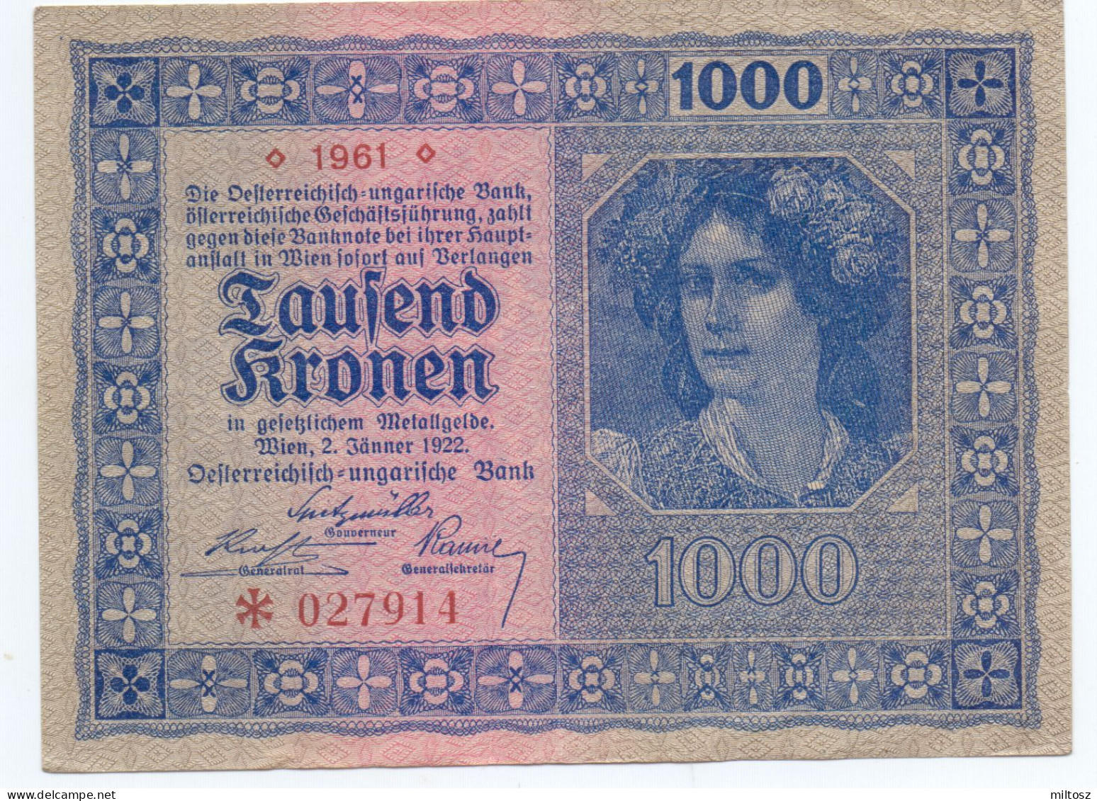 Austria 1.000 Kronen 1922 - Autriche