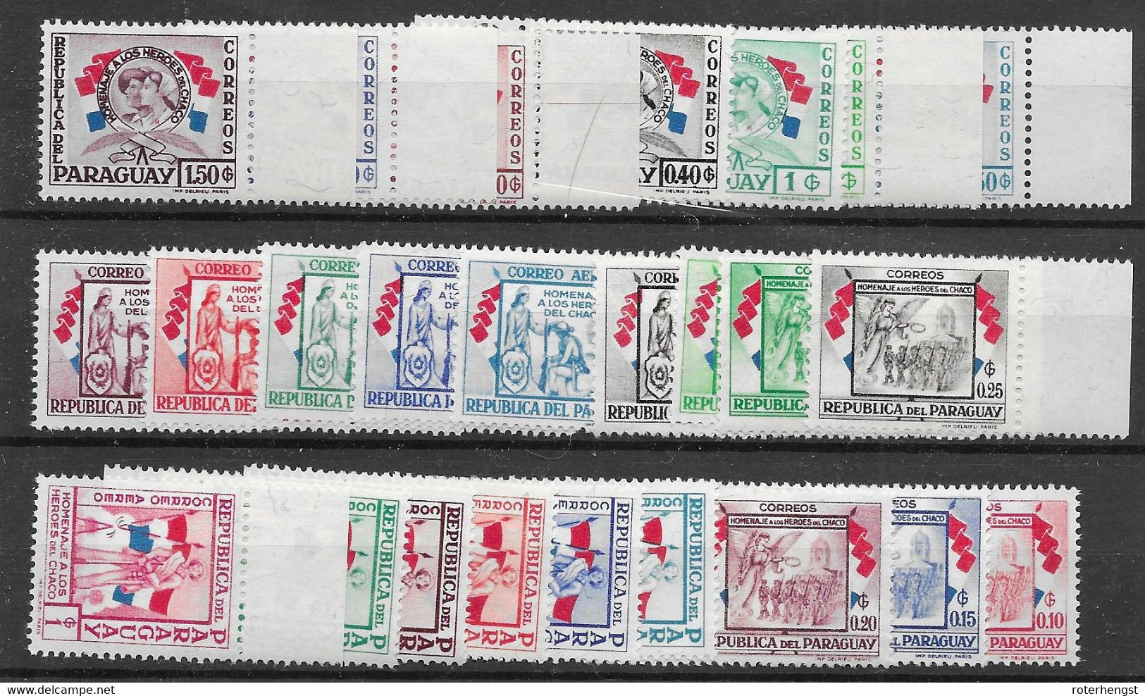 Paraguay Complete Set 1957 Mnh ** (25 Stamps) - Paraguay