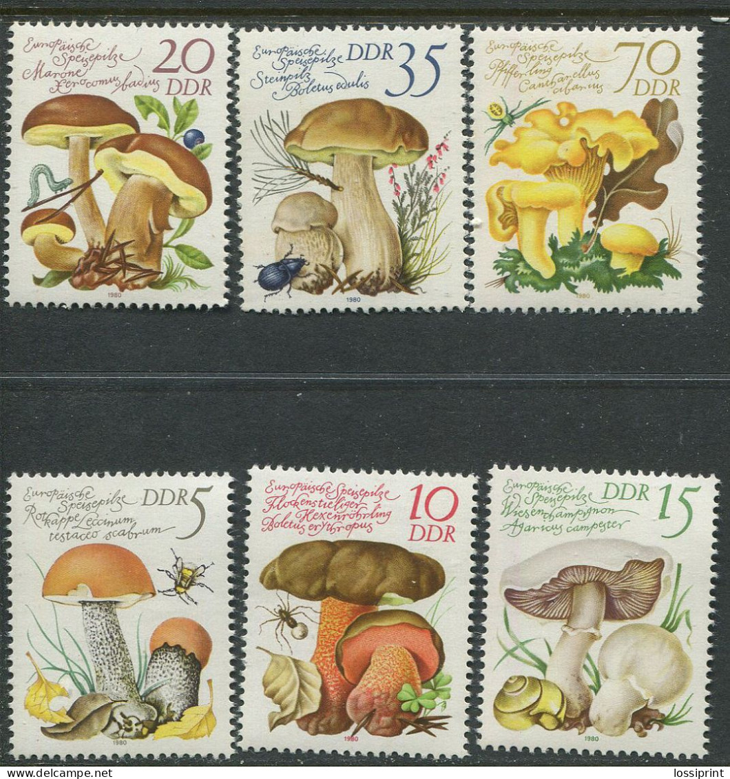 DDR:East Germany:Unused Stamps Serie Mushrooms, 1980, MNH - Mushrooms
