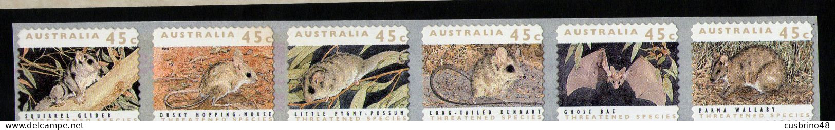 AUSTRALIA 1992 P&S Strip 6 45c Endangered Species PEMARA 2 Koala - Express Post + RED LINE End Of Roll. Lot AUS 325 - Ongebruikt