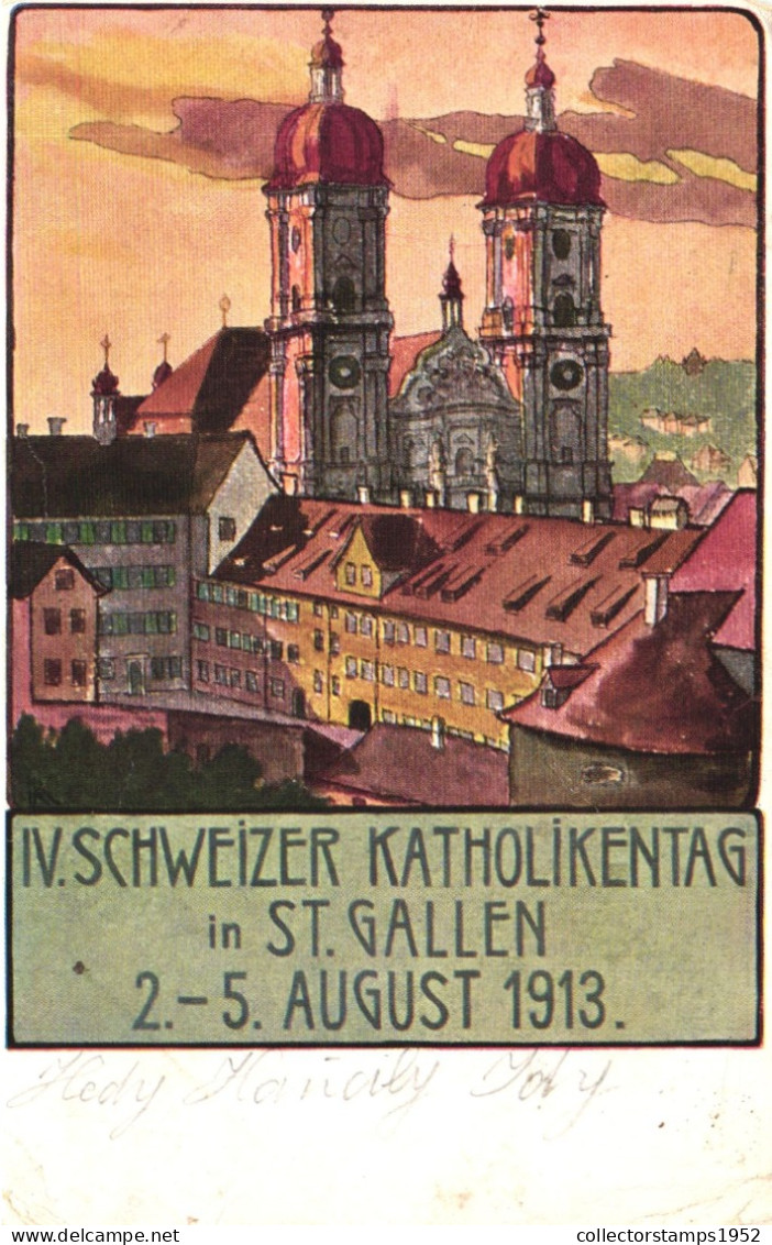 ILLUSTRATION, CHURCH, ARCHITECTURE, TOWERS, SWITZERLAND, POSTCARD - Ohne Zuordnung