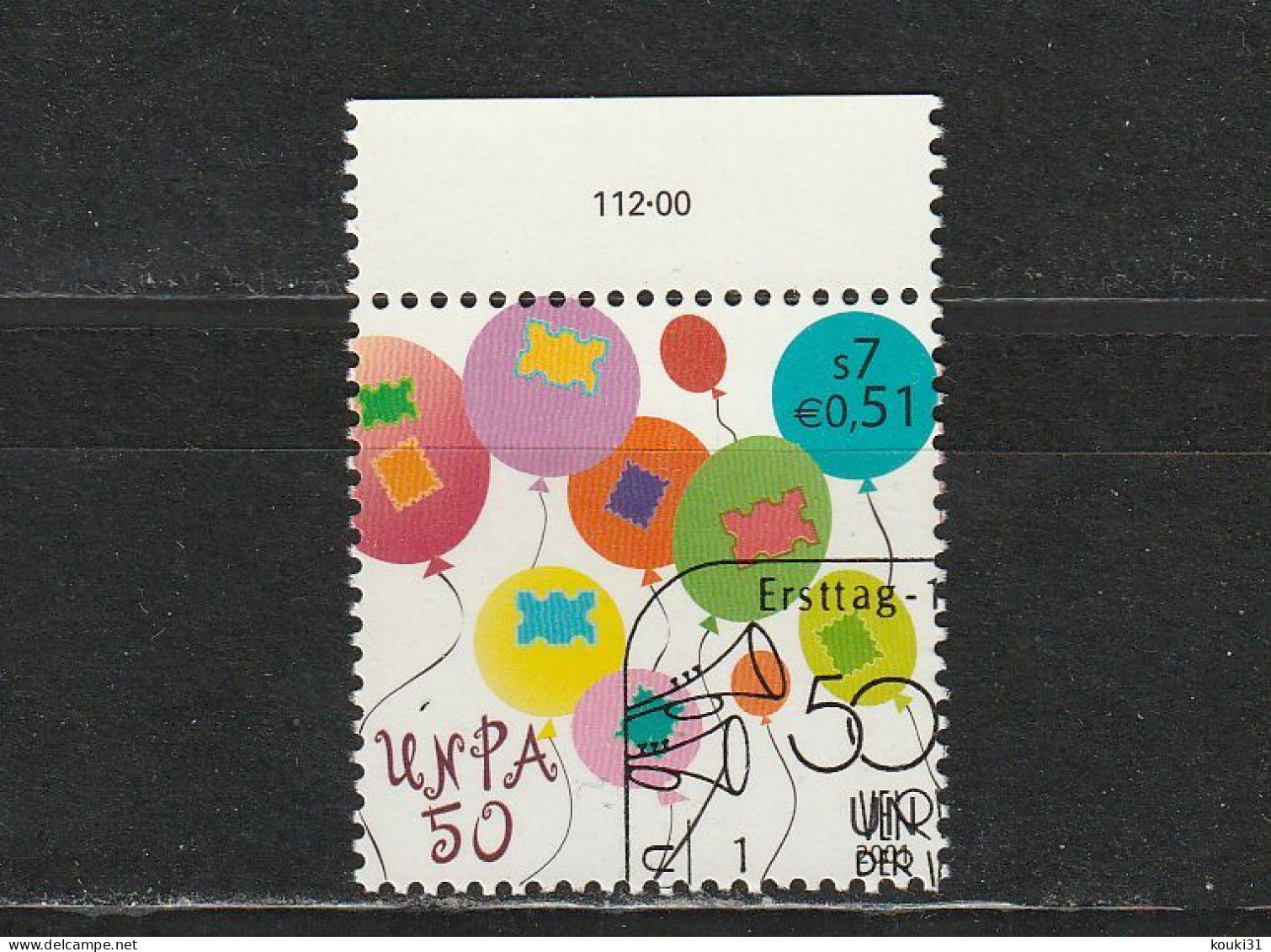 Nations Unies ( Vienne ) YT 357 Obl : Ballons Et Timbres - 2001 - Usados