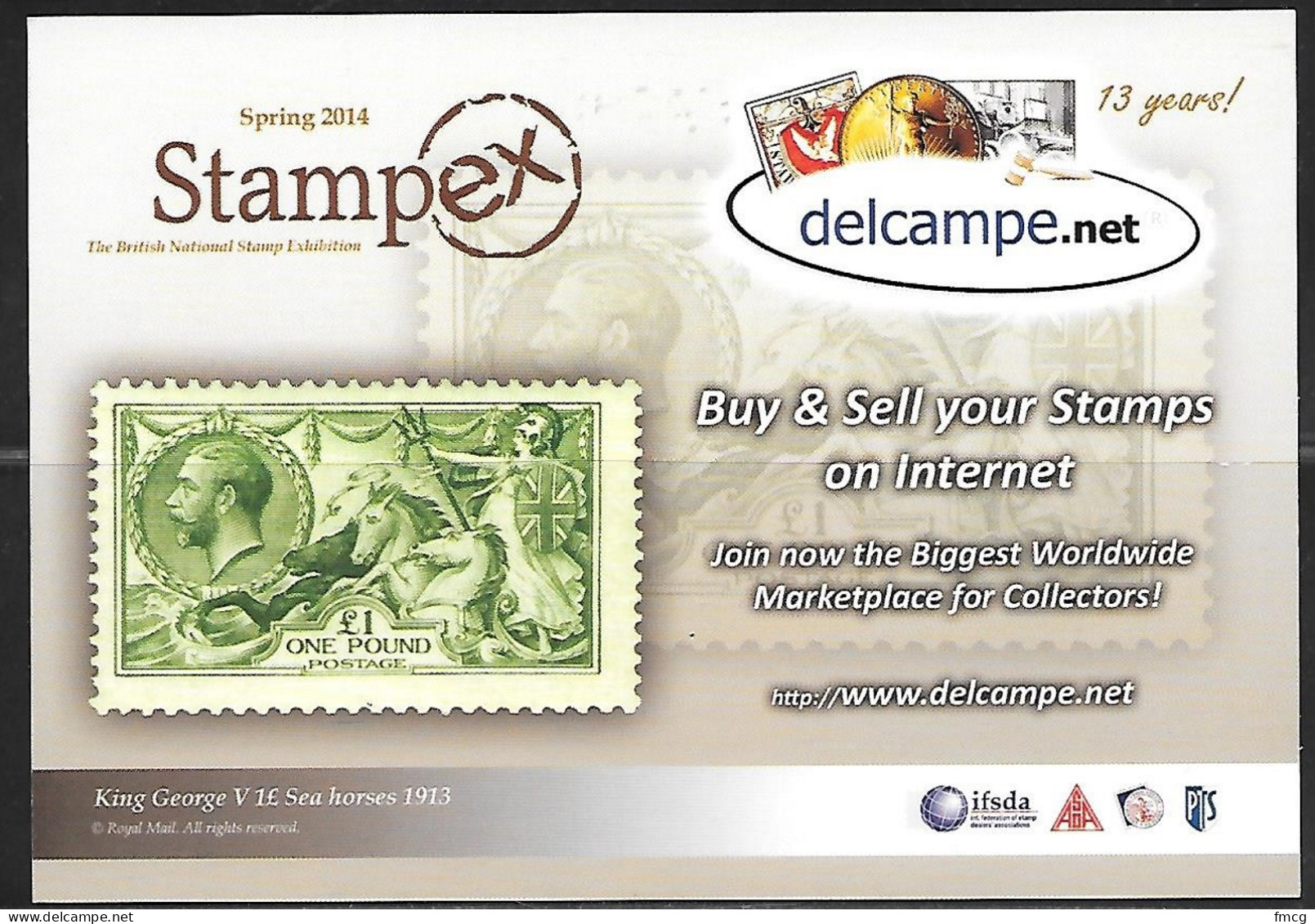 Delcampe, 2014 STAMPEX Card, Unused - Stamps (pictures)