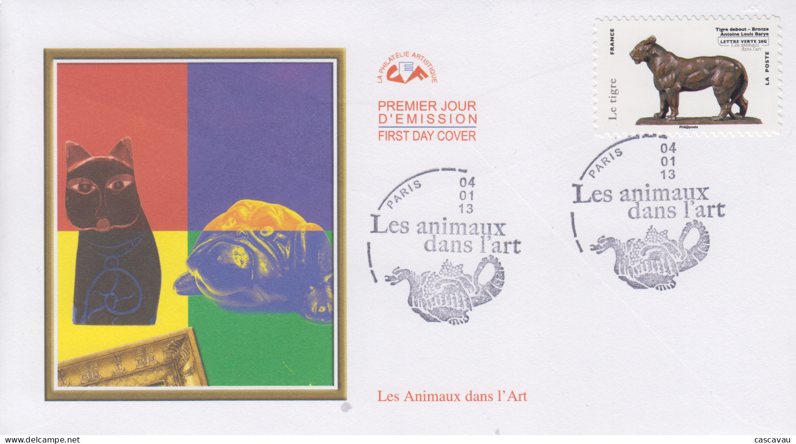 Enveloppe  FDC   1er  Jour   FRANCE    Les  Animaux  Dans  L' Art    2013 - 2010-2019