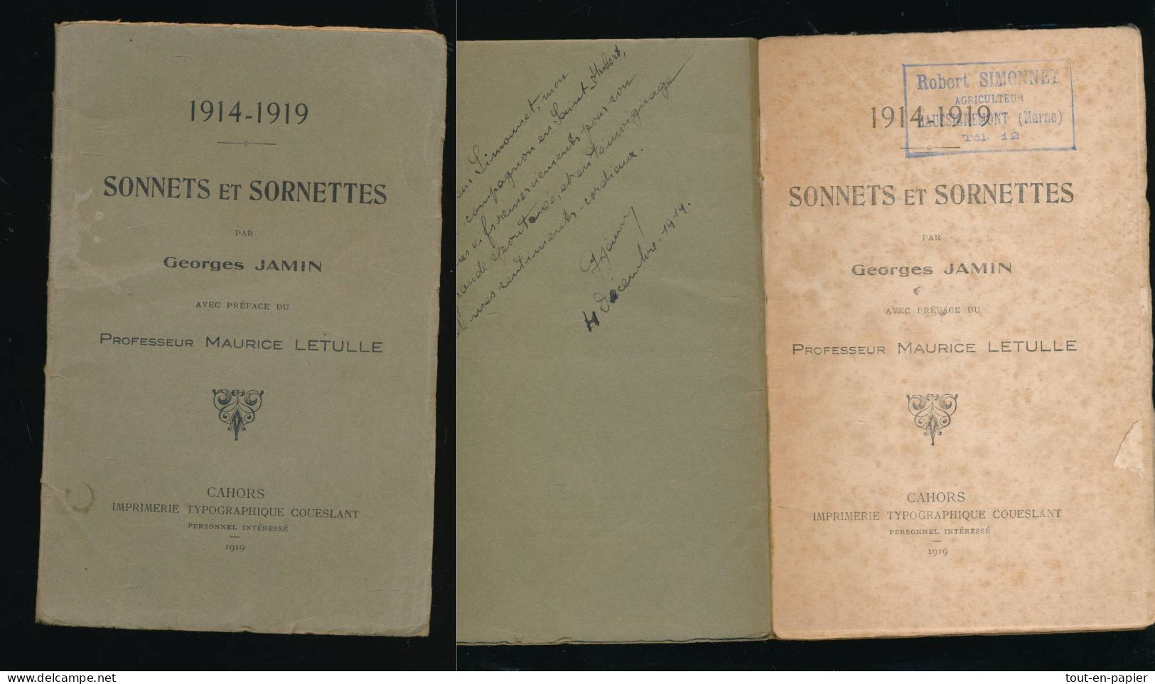 Autographe Georges Jamin Dans Sonnets Et Sornettes 1919 - Actors & Comedians