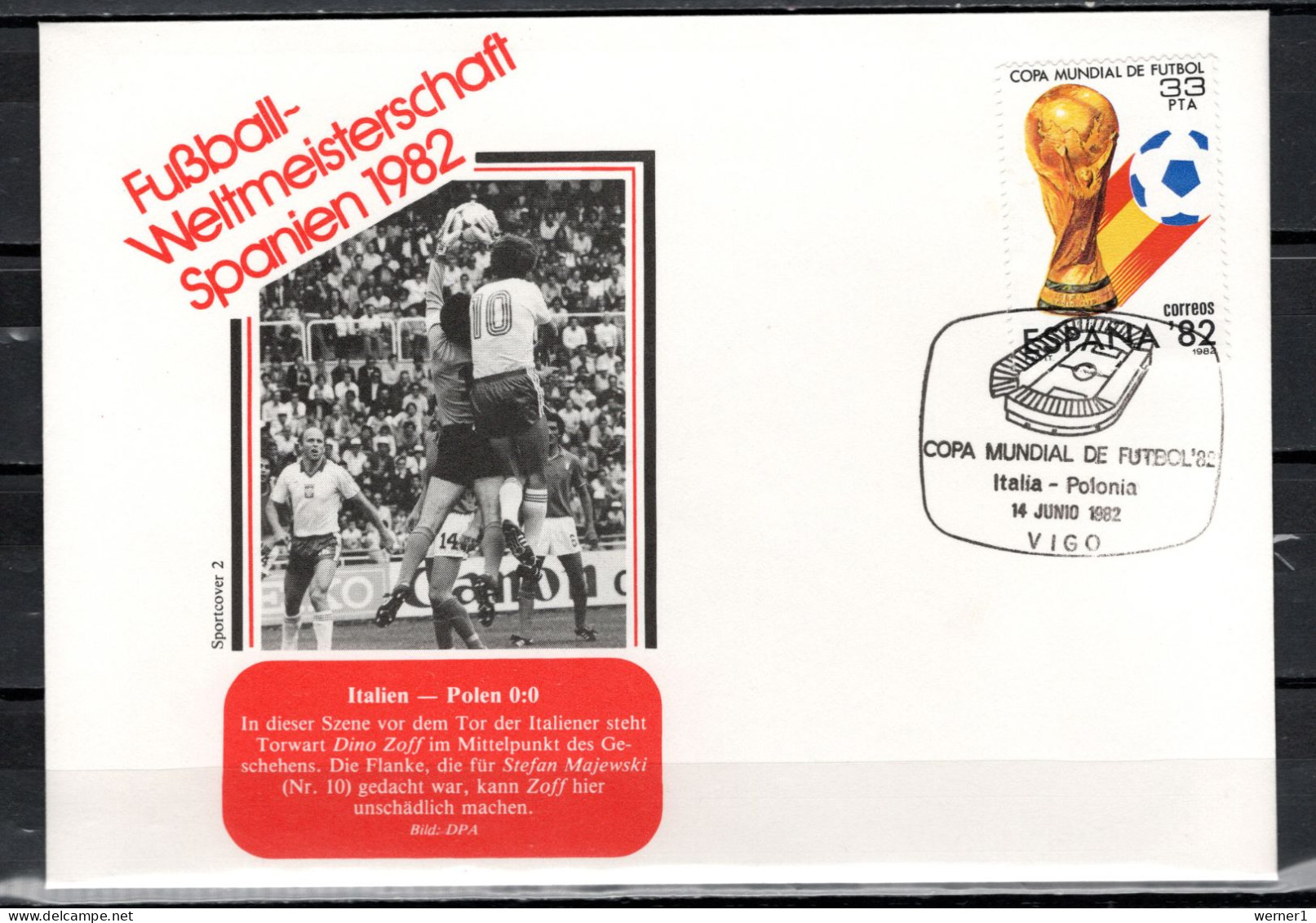 Spain 1982 Football Soccer World Cup Commemorative Cover Match Italy - Poland 0:0 - 1982 – Espagne