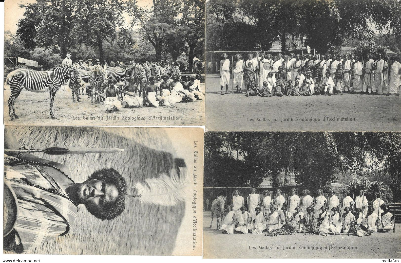 KB150 - 4 CP LES GALLAS AU JARDIN ZOOLOGIQUE D'ACCLIMATATION PARIS 1908 - NON CIRCULEES - Afrique