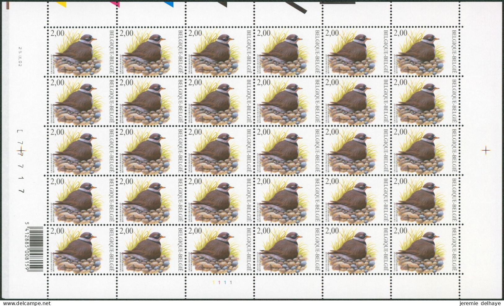 Collection / Collectie BUZIN (Oiseaux / Vogels) - Feuille F3139** (MNH) X30 Planche, Plaatnummer 1 Date 2002 - 2001-2010