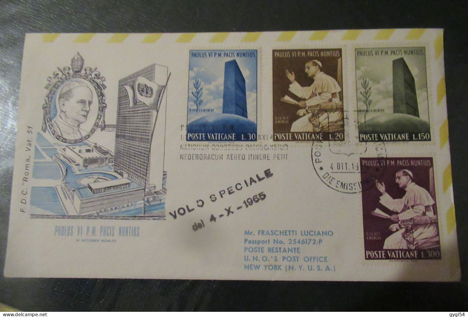VATICAN Lettre Du 05 10 1965 Pour NEW YORK - Covers & Documents