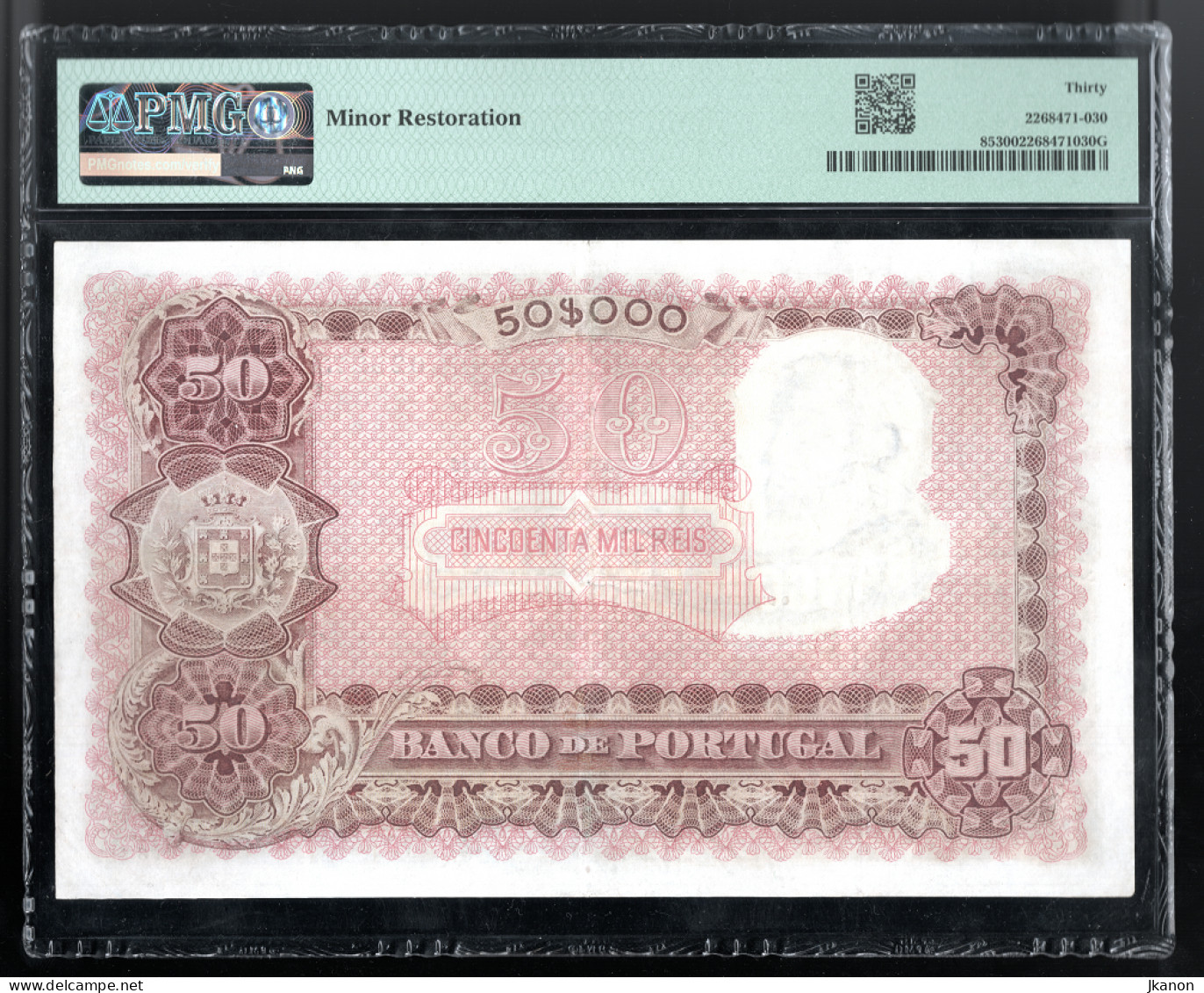 Portugal Banco De Portugal 50 Mil Reis 1910, PMG 30, Pick 85, Rare - Portogallo