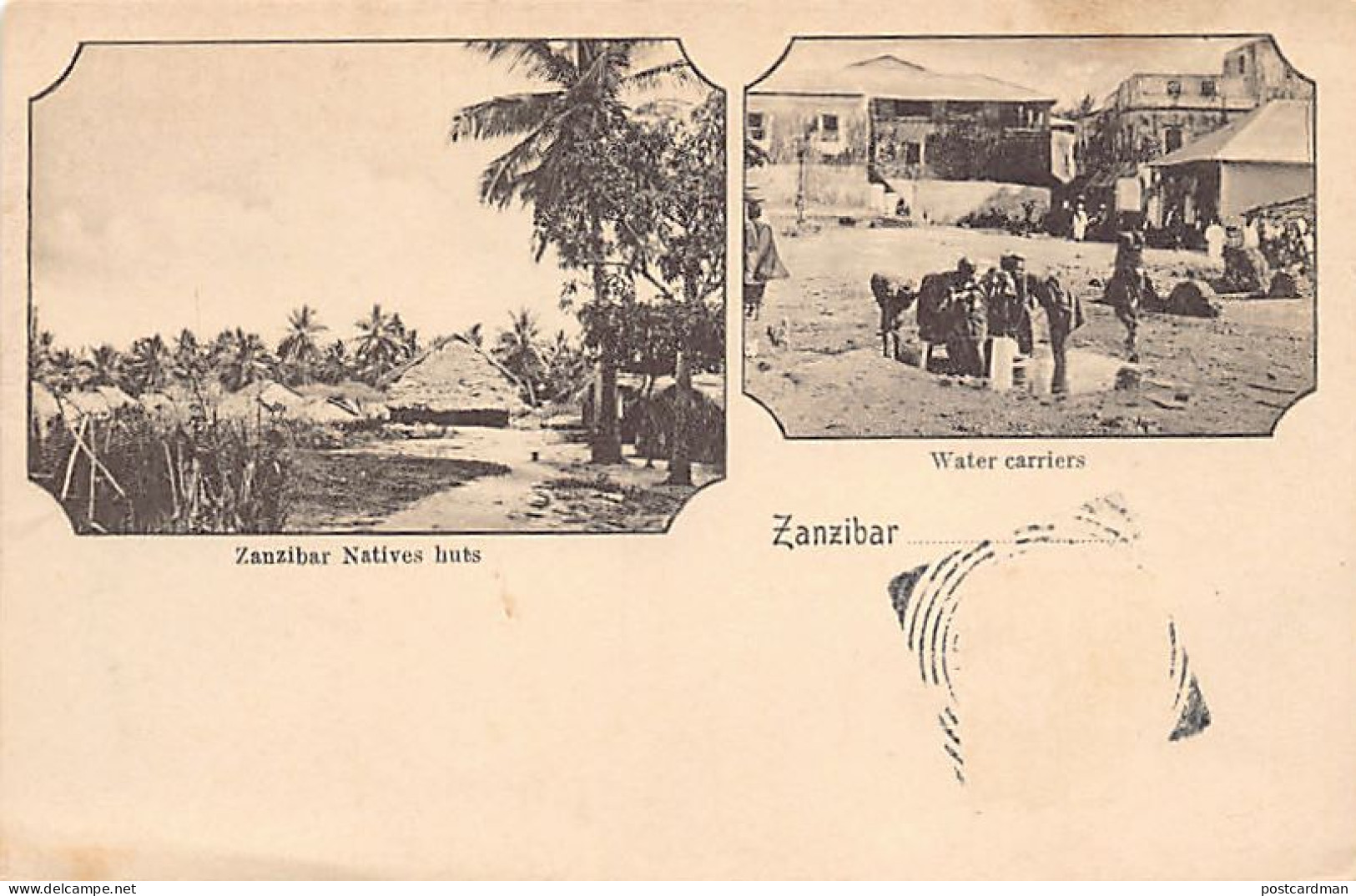 Tanzania - ZANZIBAR - Natives' Huts - Water Carriers - Publ. Unknwon  - Tanzanía