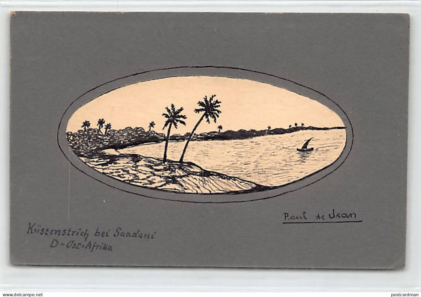 Tanzania - Coastal Area Near Saadani - Hand-painted Postcard By Paul De Iran - Publ. Unknwon  - Tanzanie