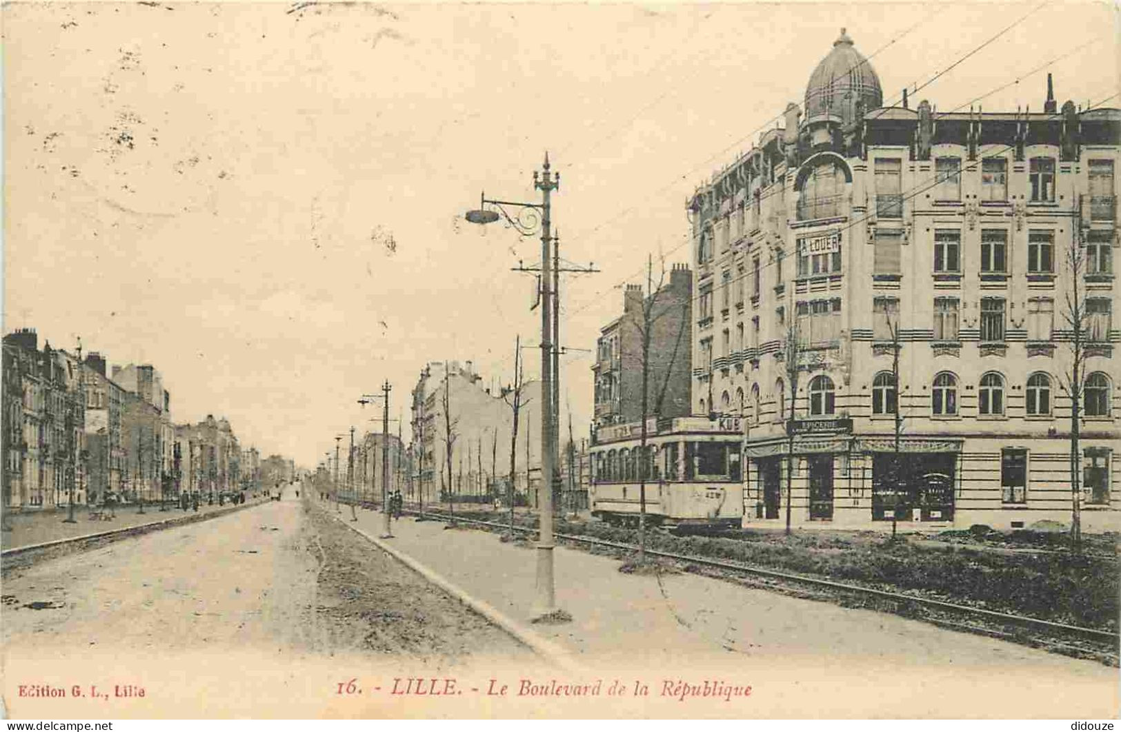 59 - Lille - Boulevard De La République - Tramway - Correspondance - CPA - Oblitération Ronde De 1923 - Voir Scans Recto - Lille
