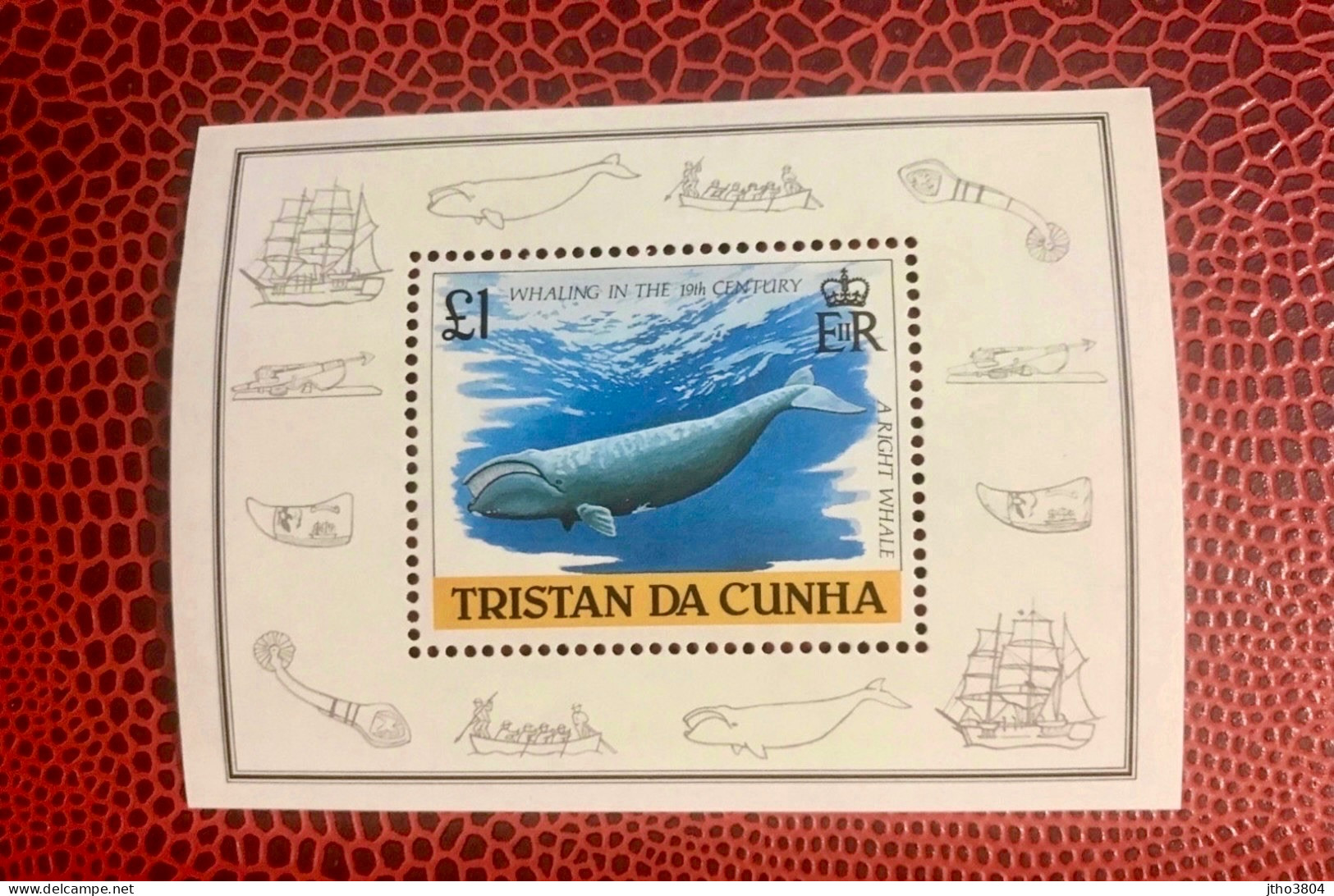 TRISTAN DA CUNHA HELENA 1988 Bloc 1v Neuf MNH (légère Trace Vers  YT BF 21 Marine Mammals Whale Baleine HELENE - Ballenas