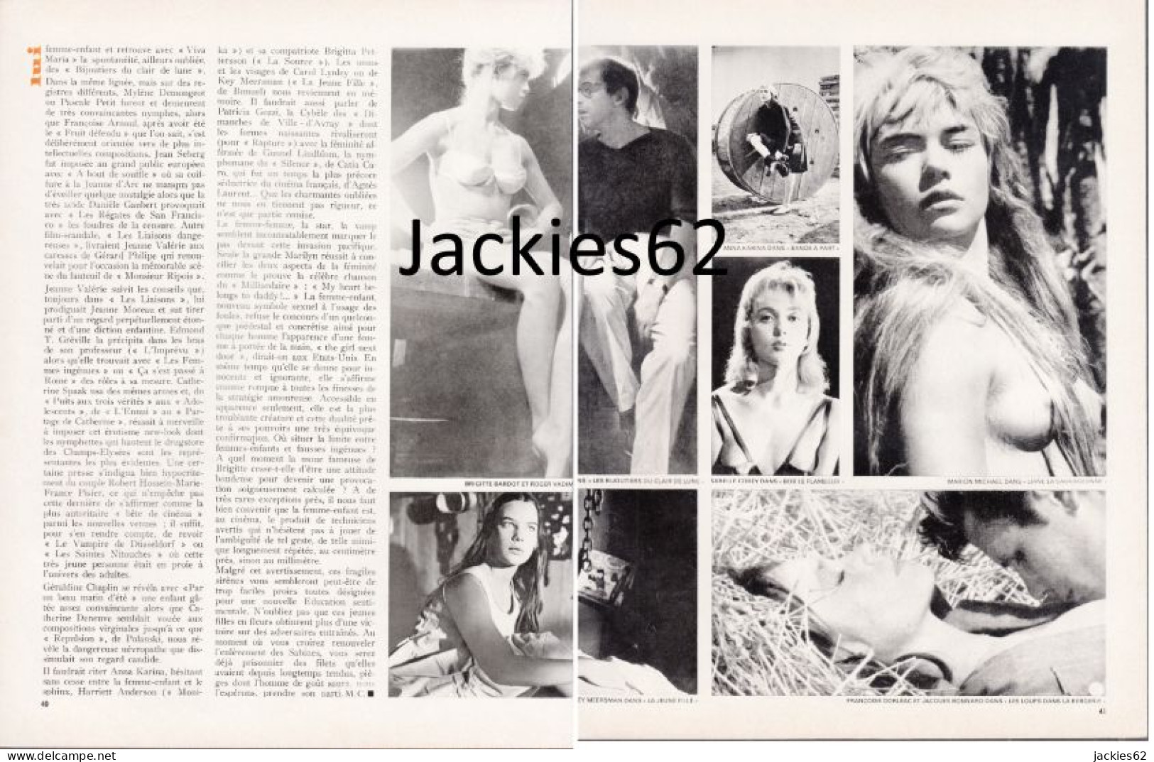 129165CL/ *Le Charme à L'écran, La Femme Enfant*, Article Extrait Du Magazine *Lui*, 12 Photos, Bardot, Dorléac... - Unclassified